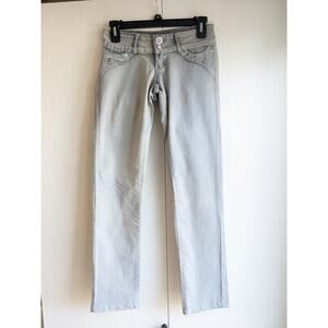 Vintage Y2K Dolce Donna Juniors Sz 5 Low Rise Light Wash Rhinestone Blue Jeans